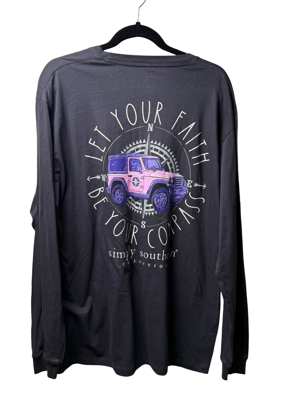 Simply Southern Long Sleeve Tee in Black with Purple/Pink Jeep Graphic